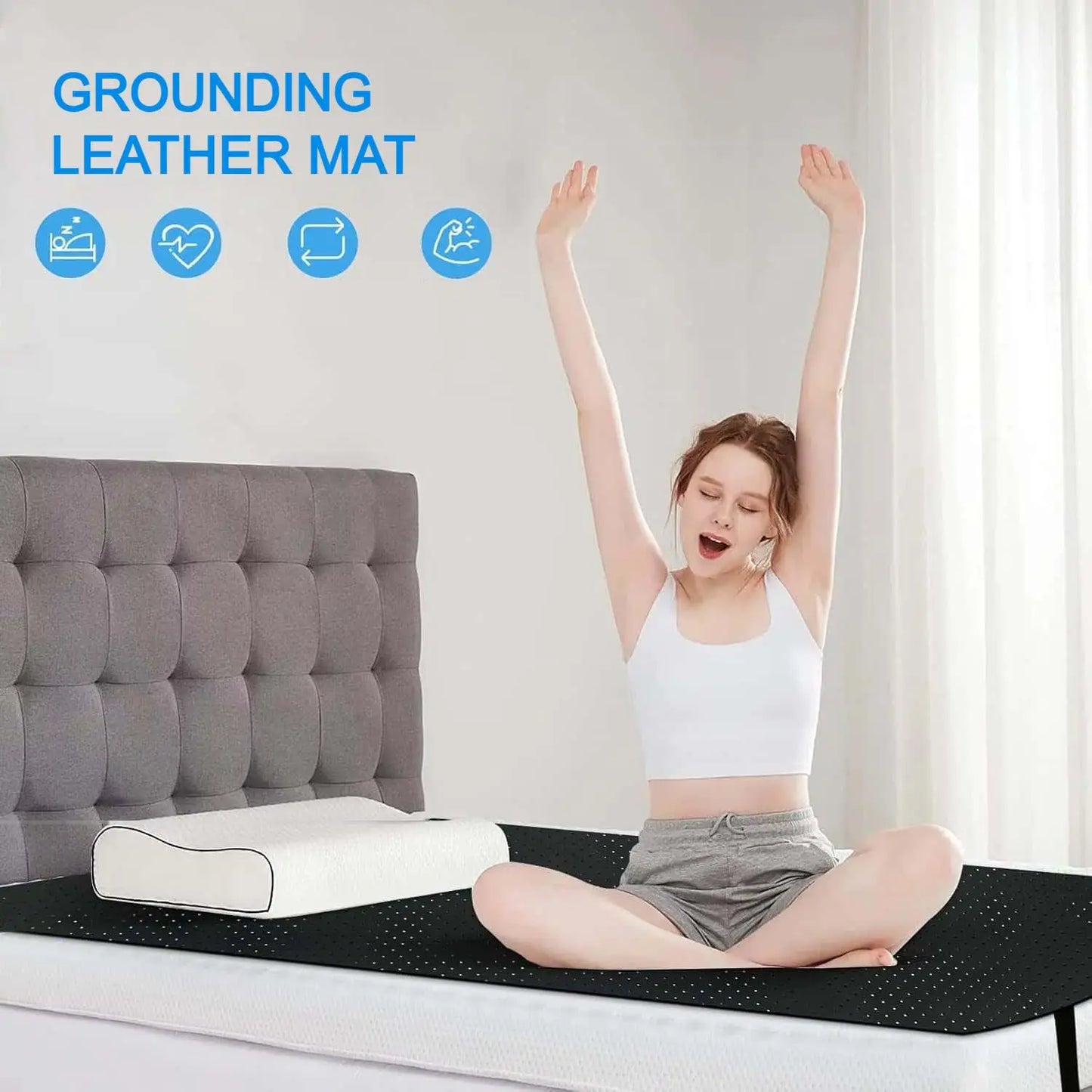 Grounding Sheet Combo, Grounding Mat, Perforated Design 100% Conductive Carbon Faux Leather Grounding Mat.