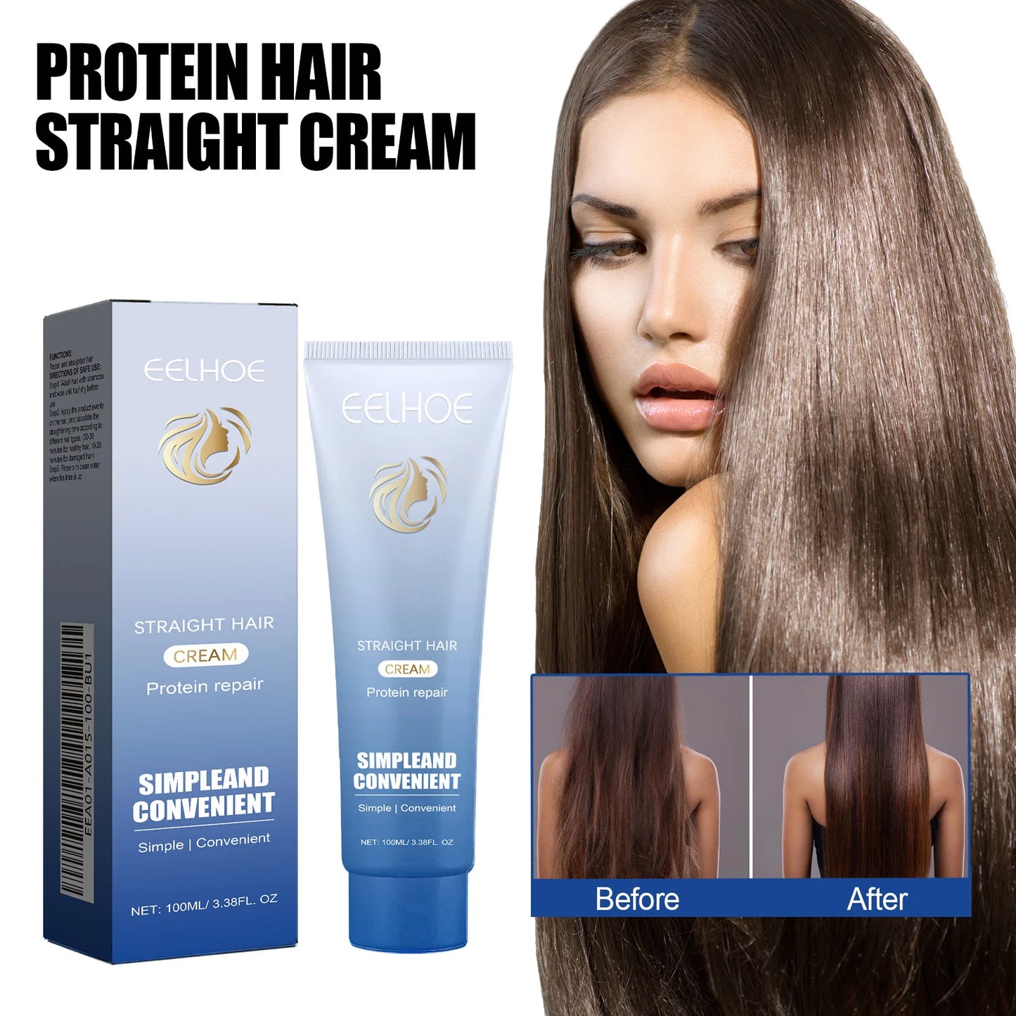Eelhoe 100ml Keratin Hair Straightening Cream Smoothing Curly Frizzy Hair Care Nourish Scalp Protein Correction Hair Soft Cream