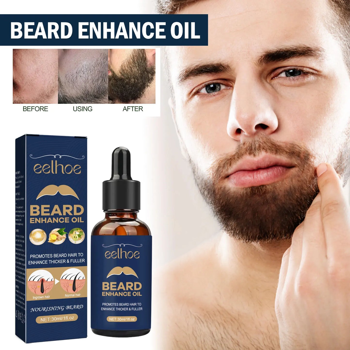 Men Face Care Beard Enhance Oil Moisturizing Soften Strengthen Brightening Follicles Stimulating Natural Growth Beard Oil