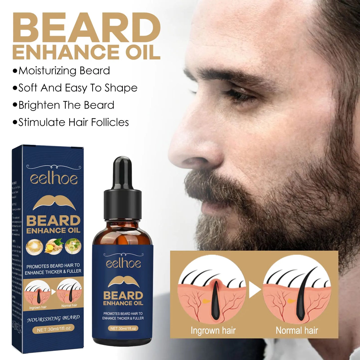 Men Face Care Beard Enhance Oil Moisturizing Soften Strengthen Brightening Follicles Stimulating Natural Growth Beard Oil