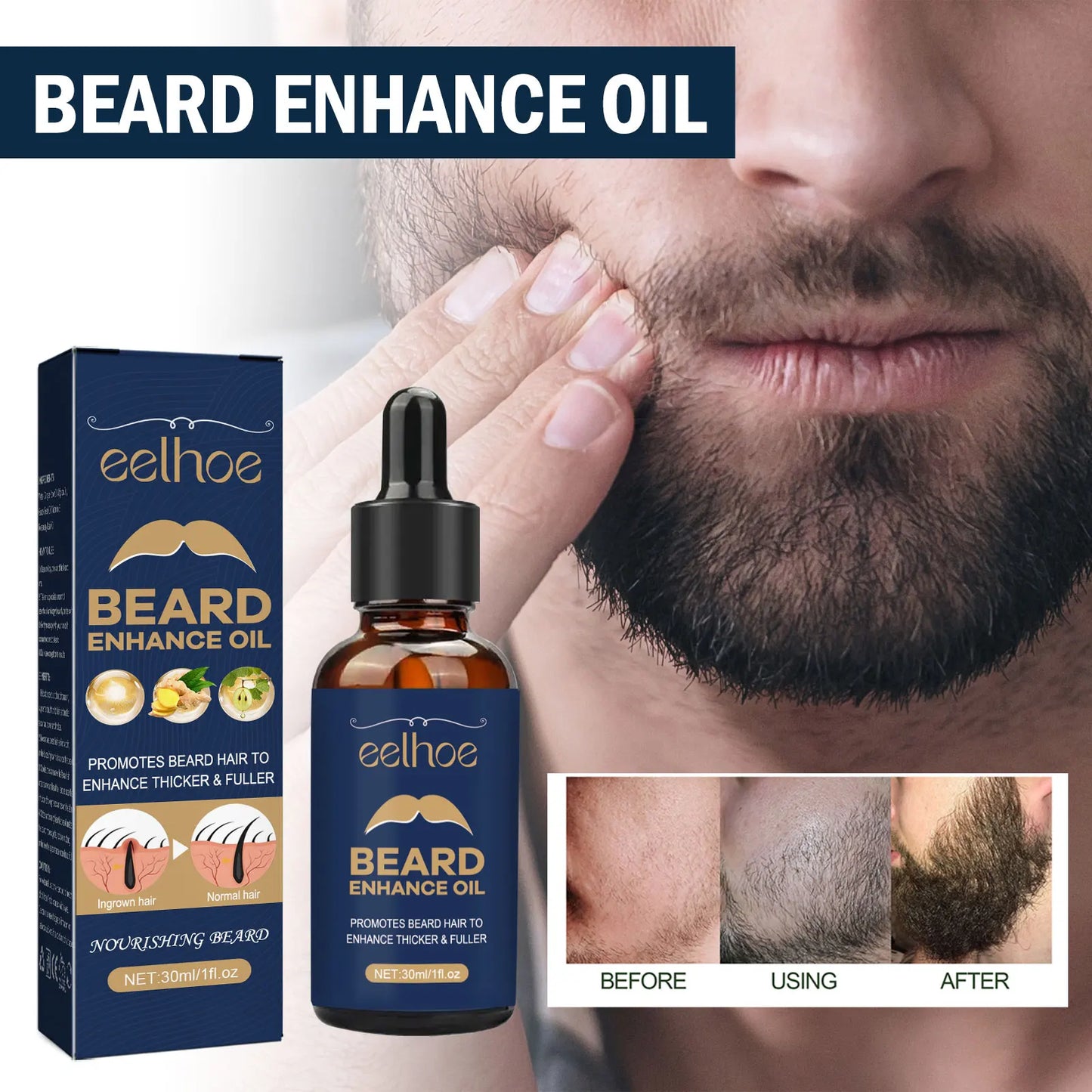 Men Face Care Beard Enhance Oil Moisturizing Soften Strengthen Brightening Follicles Stimulating Natural Growth Beard Oil