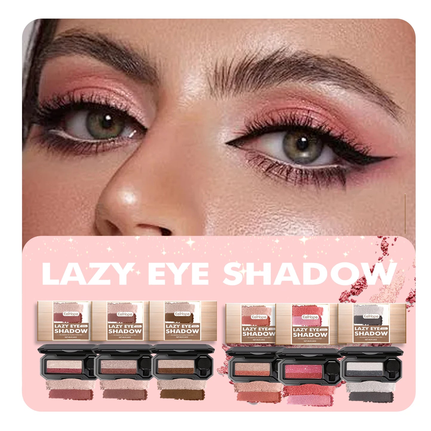 Lazy Eye Shadow Quick Makeup Easy Coloring Waterproof Sweatproof Matte Women Lasting Beauty Two Color Eye Shadow Tray