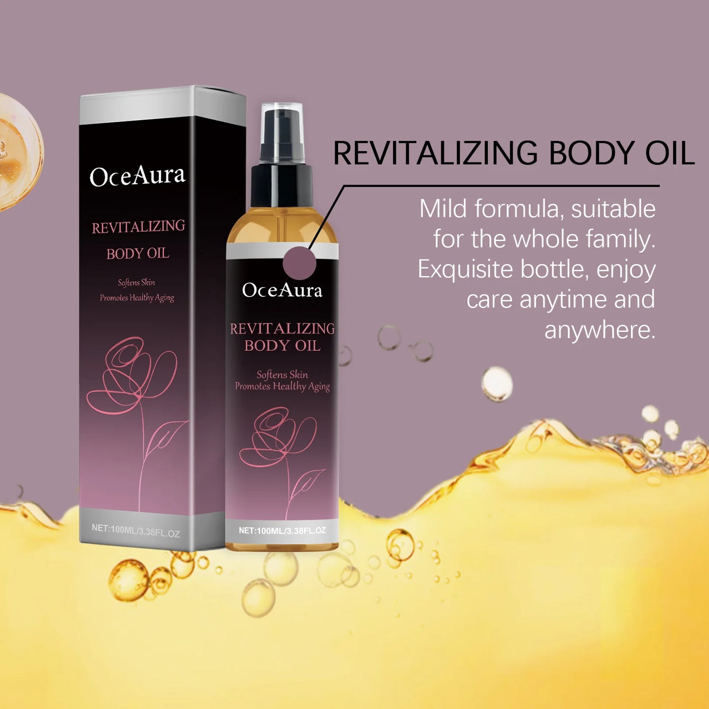 Body Skin Revitalizing Oil Lasting Hydrating Delay Aging Brightening Skin Tone Massage Relief Fatigue Soothing Body Oil