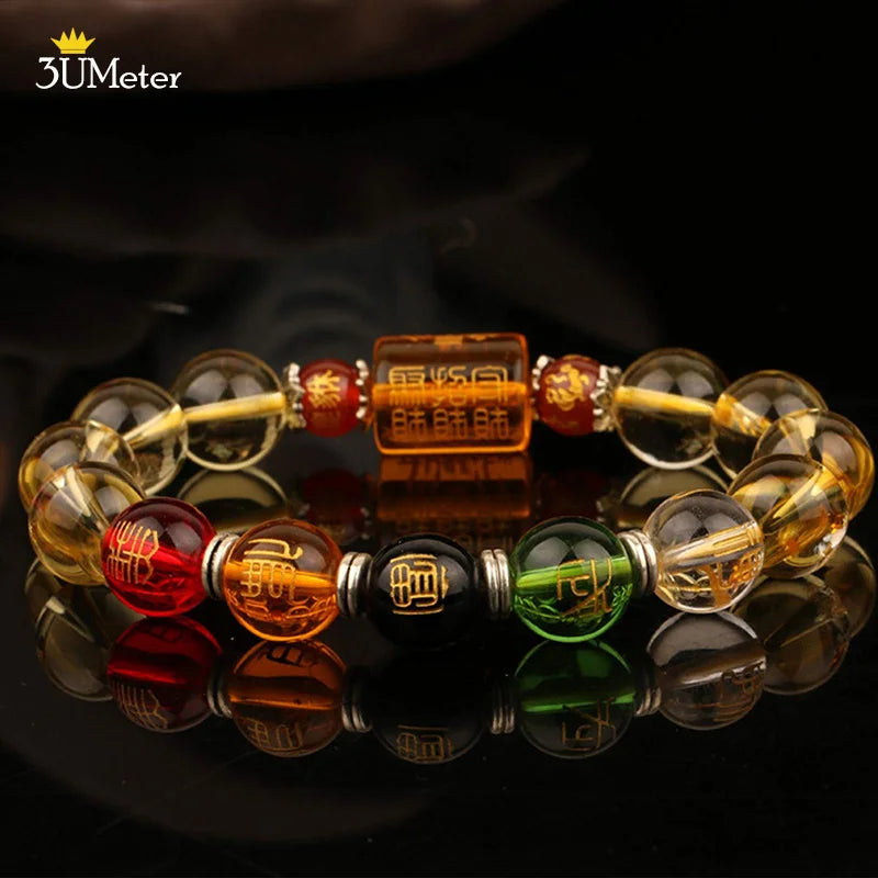Feng Shui Bracelet Yellow crystal Porsperity Bracelet Five Elements And Four Beasts Bracelets Wealth Good Luck Unisex Jewelry