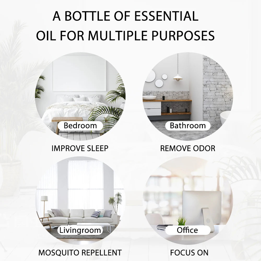 100ML Pure Natural Rose Essential Oils Humidifier Diffuser Lavender Vanilla Peppermint Geranium Cloves Basil Tea Tree Aroma Oil