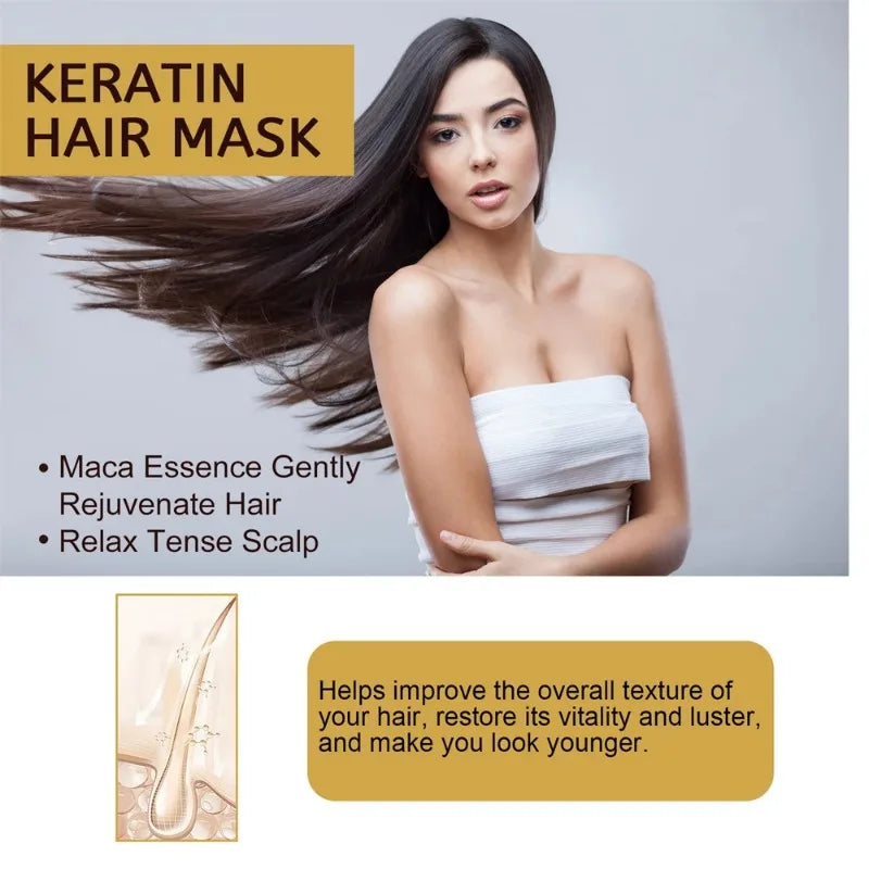 Deep Nourishing Keratin Care Hair Mask Moisturizing Repairing Damaged Frizzy Hairs Smooth Straighten Soft Hair Care 1/3/5/10pcs