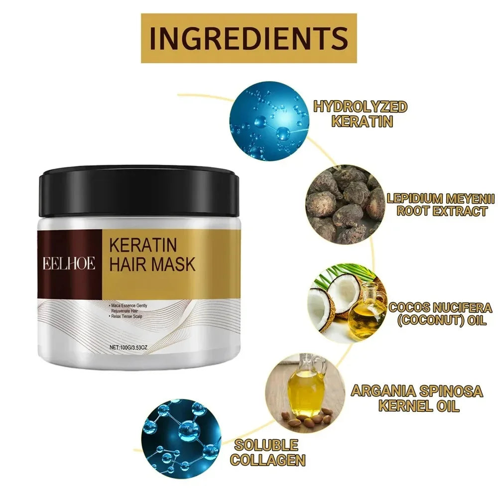 Deep Nourishing Keratin Care Hair Mask Moisturizing Repairing Damaged Frizzy Hairs Smooth Straighten Soft Hair Care 1/3/5/10pcs
