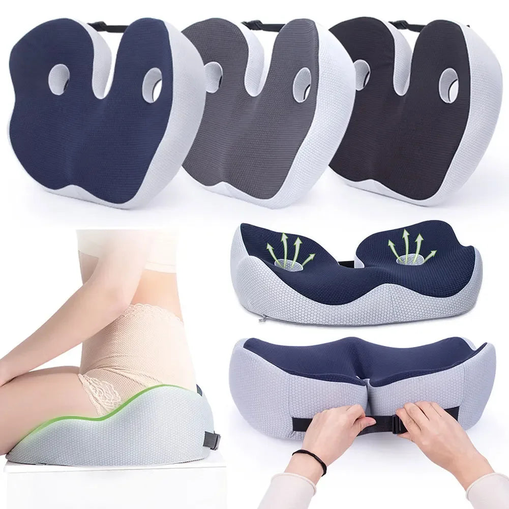 Memory Foam Seat Cushion Thick Chair Cushion Ergonomic Office Chair Cushion Sciatica & Back Support for All-Day Sitting Support