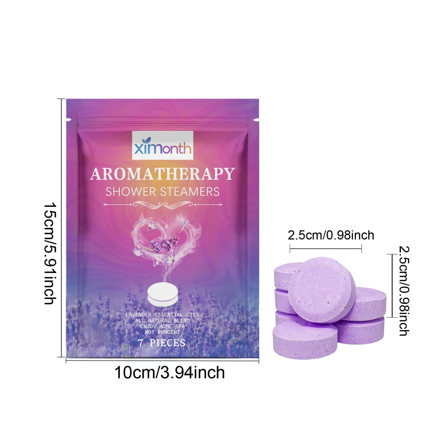 Lavender Shower Tablets Long-Lasting Fragrance Bath Bombs Stress Relief Nighttime Spa Body Aromatherapy Shower Steamers