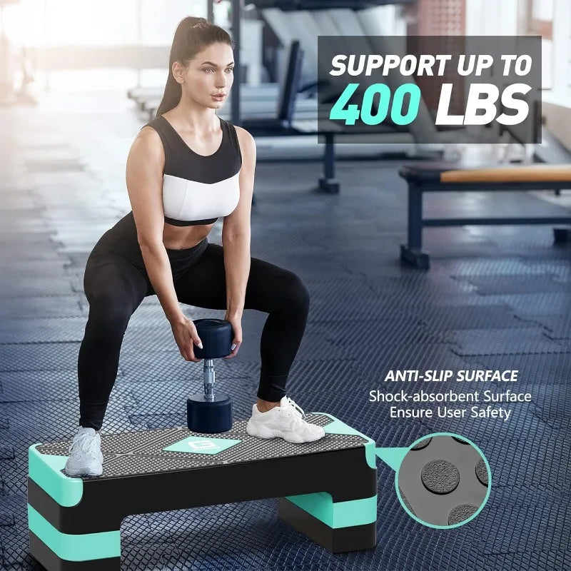 Aerobic Exercise Step, Adjustable Aerobic Stepper for Exercise, Workout Step Platform for Step Up, 26.5" Step Deck
