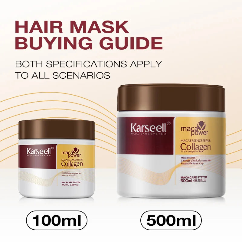 Karseell Collagen Hair Mask 500ml/100ml Deep Repair Essence Repair Collagen for Dry Damaged Hair All Hair Type