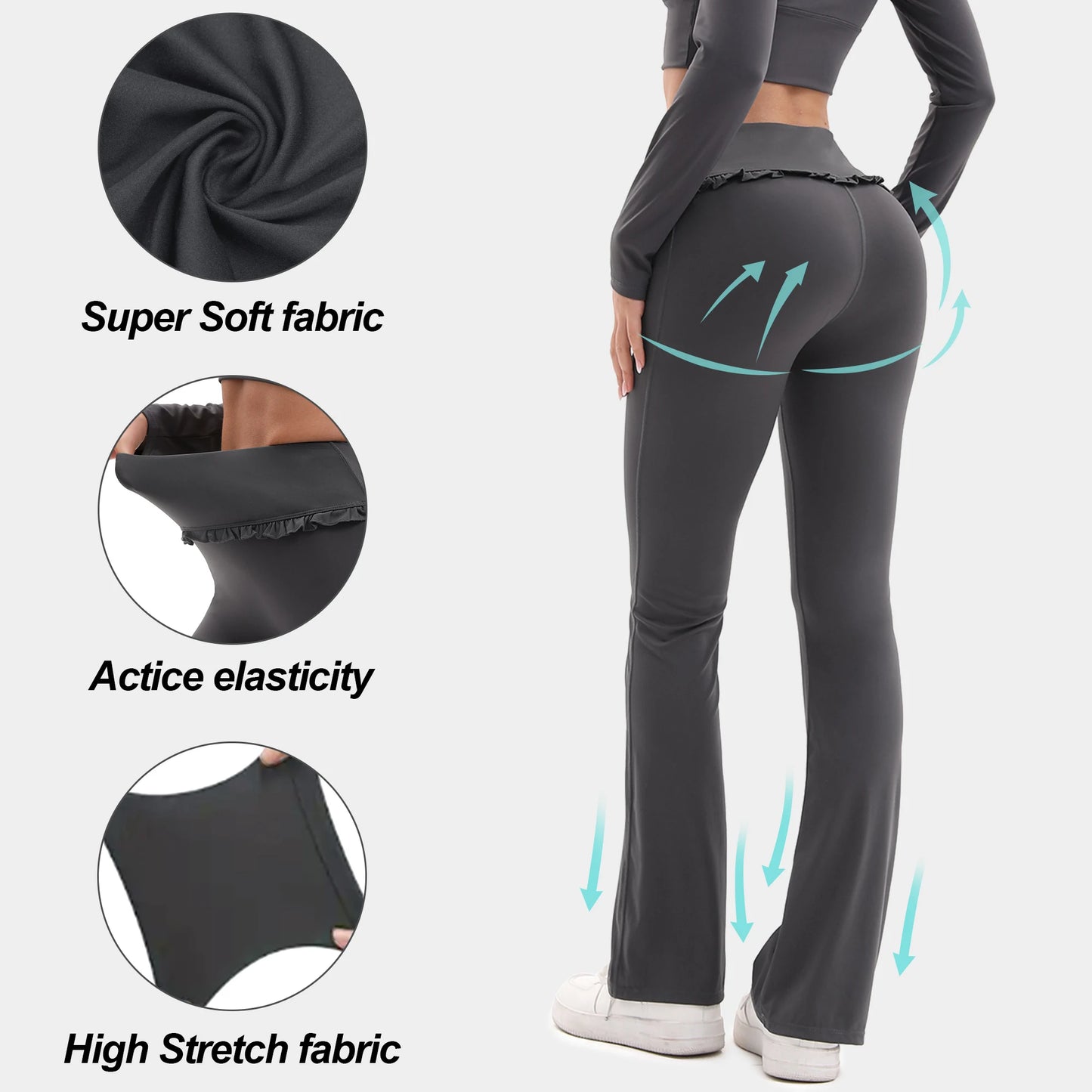 New Arrival Women's Floral Lace Set High Waist Flare Pants U-Neck Top 4-Way Stretch Yoga Outfit for Fitness Commuting All-Day