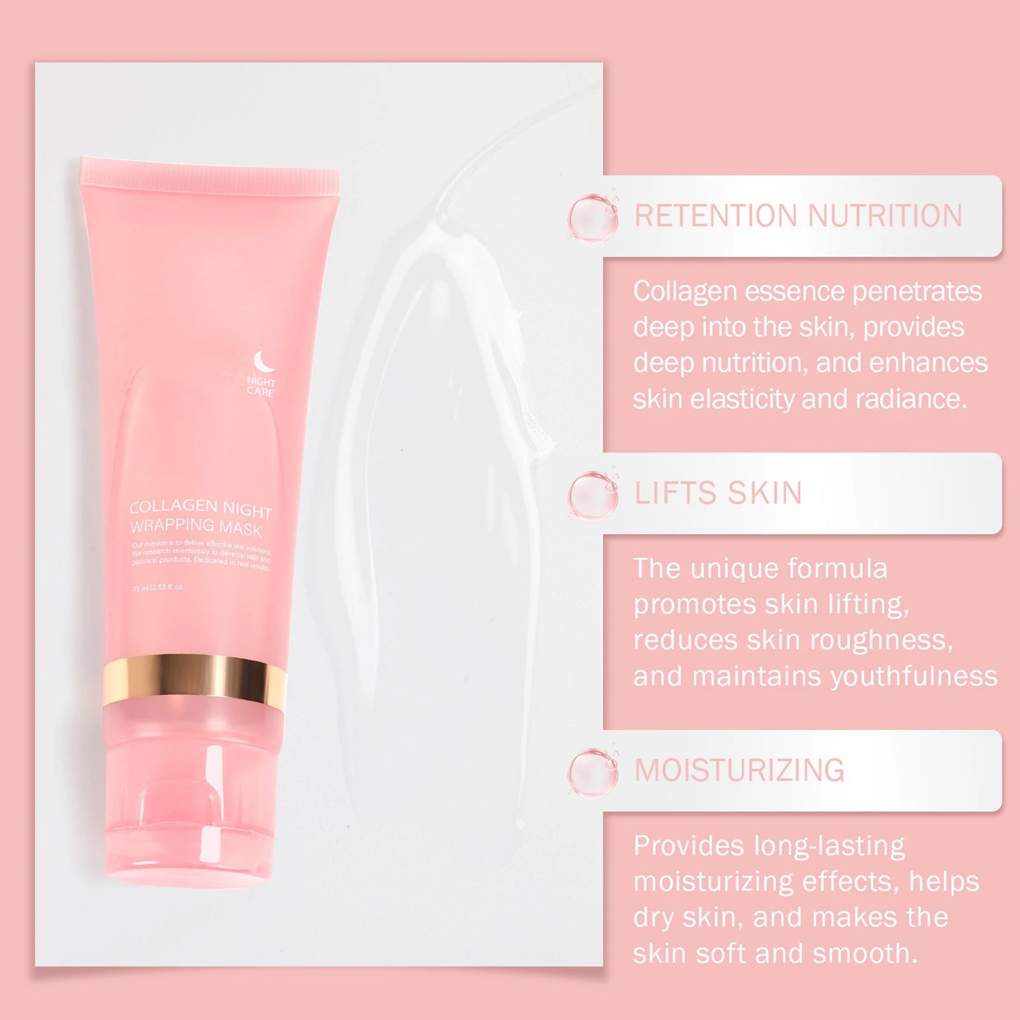Collagen Night Wrapping Mask Collagen Night Wrapping Mask Elasticity Hydration Care Overnight Peel Off Facial Mask 75ml