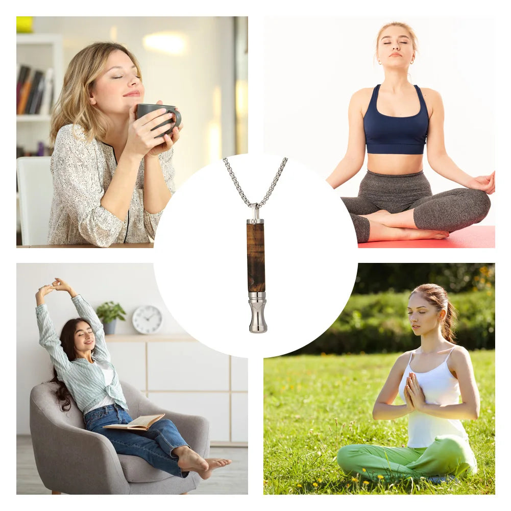 Anti-Smoking Assistance Necklace Stress Anxiety Necklace Mindfulness Breathing Tool Natural Calming Relief Energy Stone Necklace