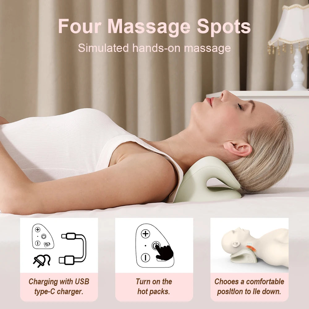 5900S Electric Neck Massager Pillow for Neck Cervical Shoulder Massage Relax Neck Chiropractic Traction Spine Stretch Correction