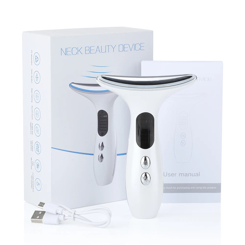 Neck Beauty Device EMS Microcurrent Facial Lifting LED Firming Rejuvenation Anti Wrinkle Skin Care Face Massager