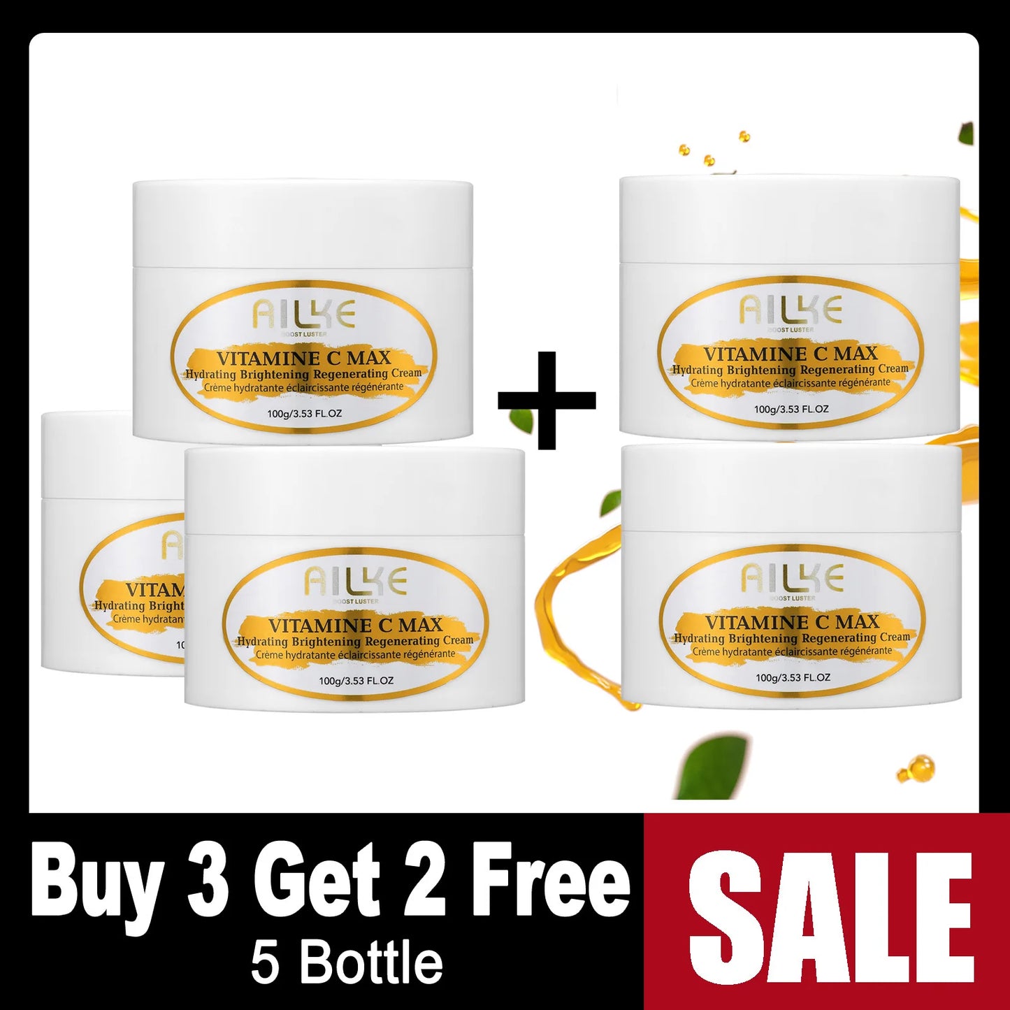 AILKE Vitamin C Skin Care Set, with Lightening Body Lotion, Even Skin Tone Face Cream, Whitening Serum, Brightening Soap