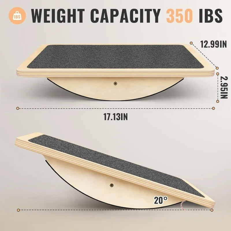 Professional Balance Board for Adults - Anti-Slip 350LBS Wobble Board for Physical Therapy, Standing Desk, Core Strength - Woode