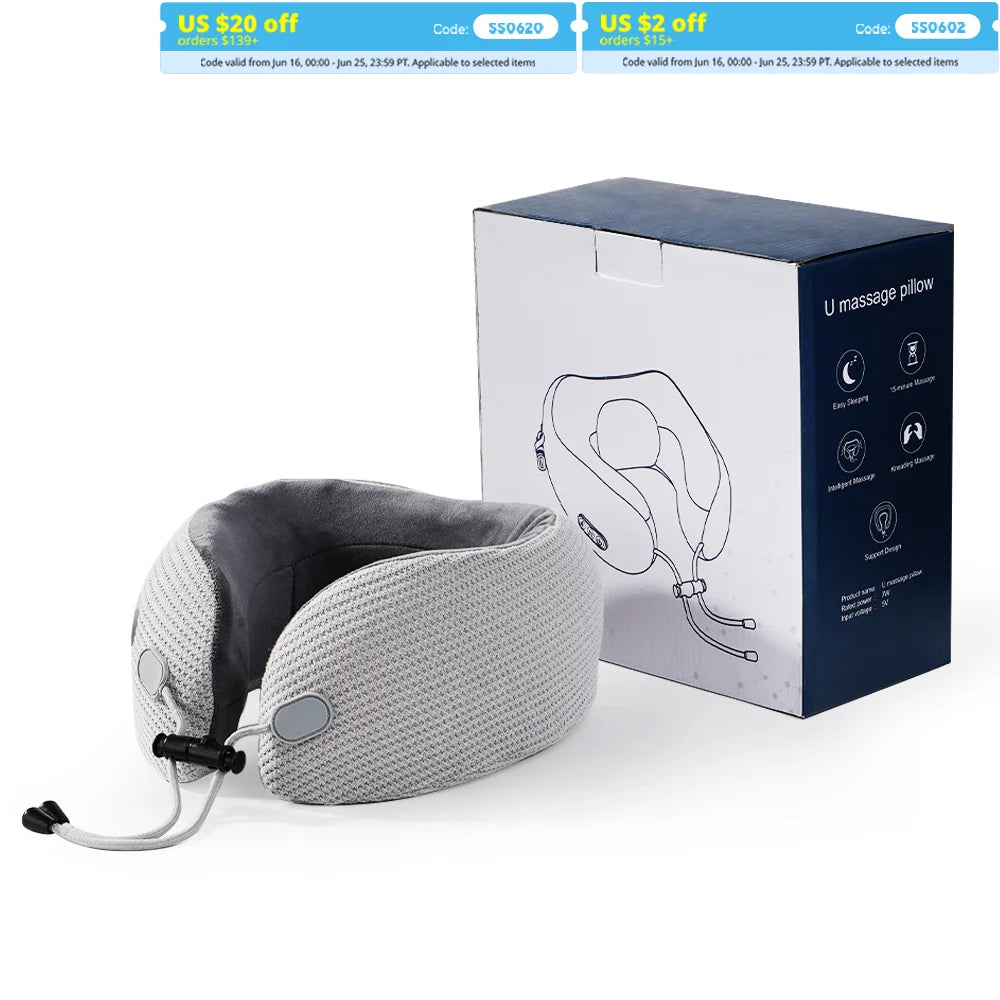 Massage Pillows U-Shaped Neck Massager Kneading Massage Hot Compress Vibration Relieve Neck Fatigue