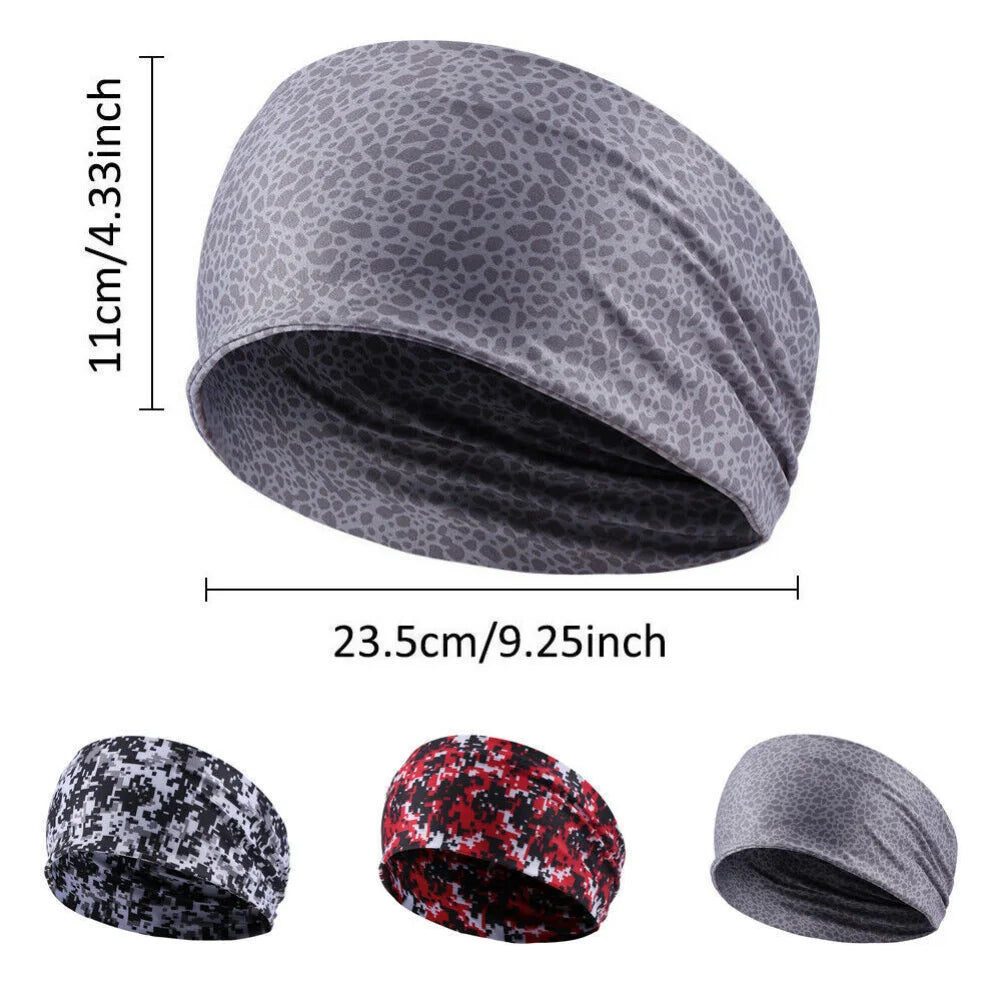 Mens Womens Wide Headband Non-slip Elastic Hair Wrap Sports Yoga Gym Hairband Breathable Gym Running Tennis Outdoor Headwrap