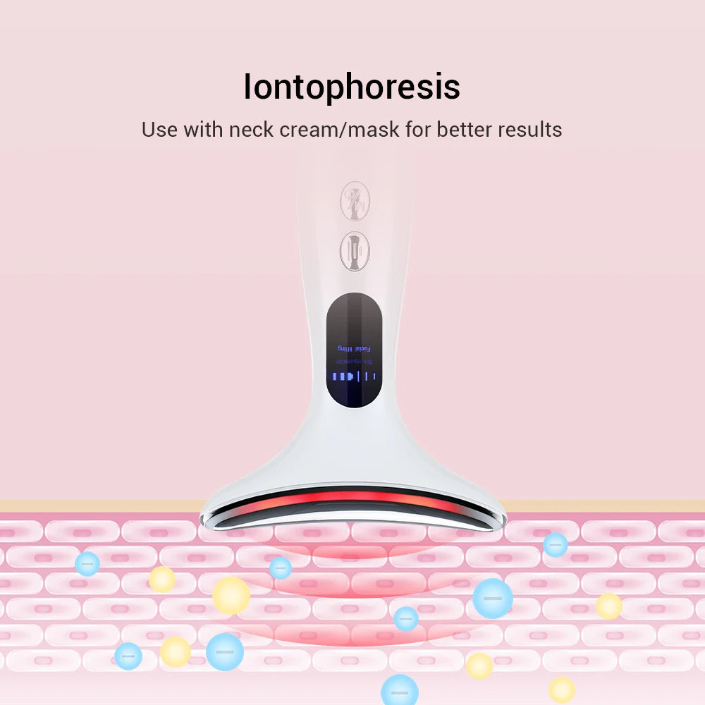 Neck Beauty Device EMS Microcurrent Facial Lifting LED Firming Rejuvenation Anti Wrinkle Skin Care Face Massager