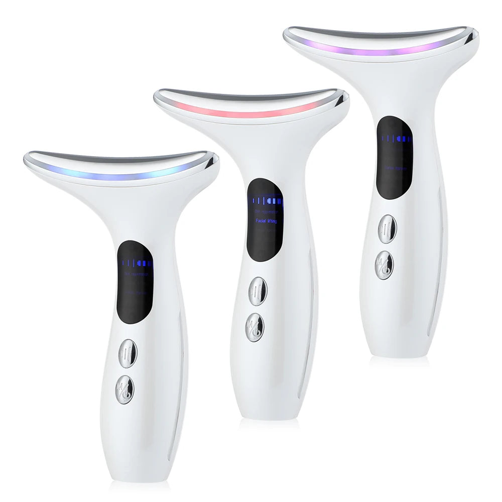 Neck Beauty Device EMS Microcurrent Facial Lifting LED Firming Rejuvenation Anti Wrinkle Skin Care Face Massager