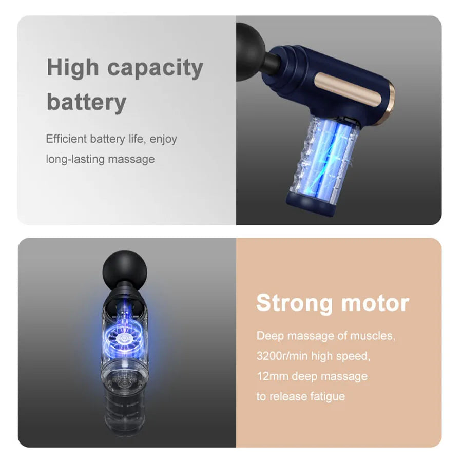 Electric Massage Gun Deep Tissue Facial Massgaer 8 Heads Arms Back Leg Muscle Relaxing For Body Back Arm Sport Fitness