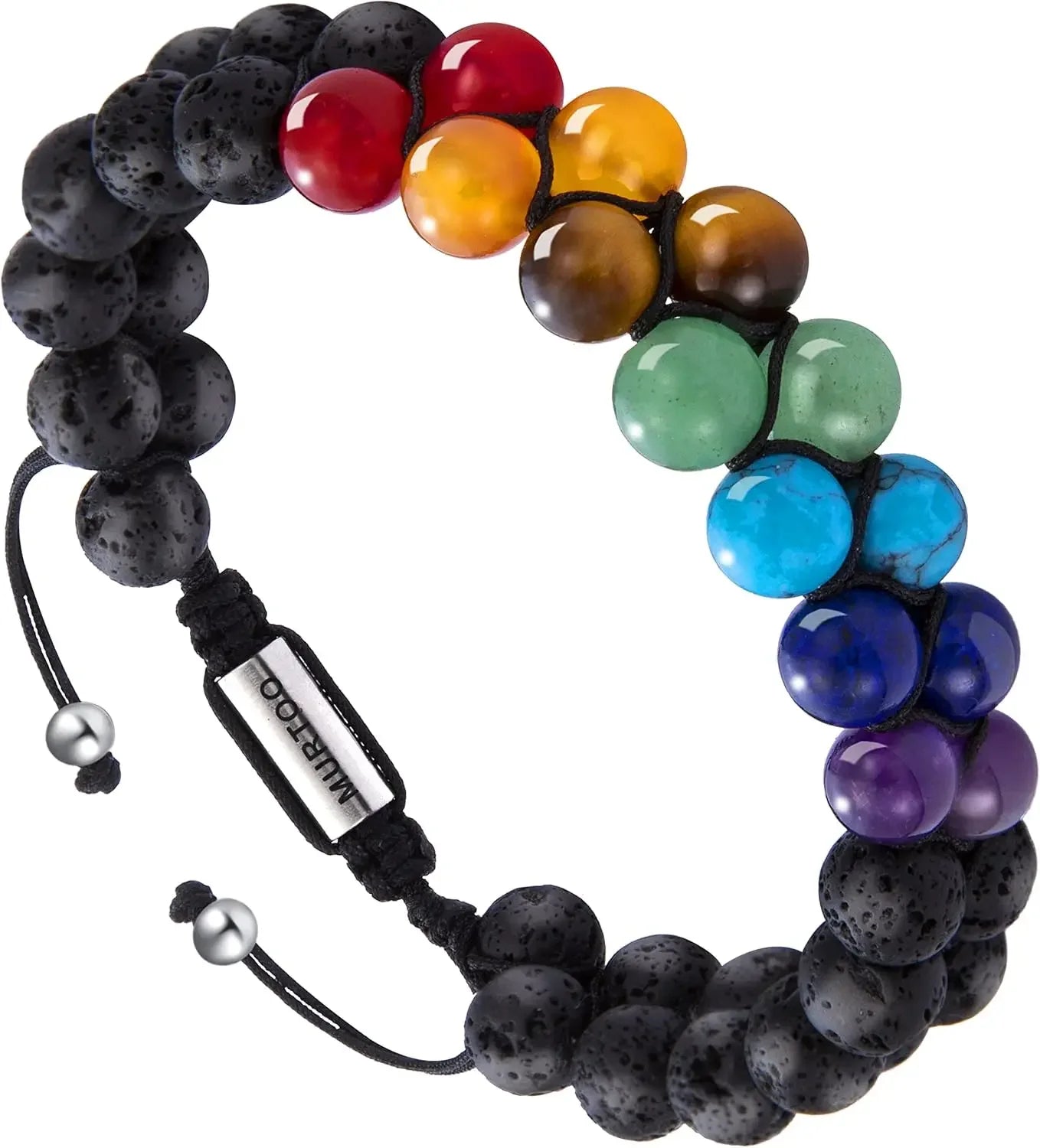 Bead Chakra Bracelets for Men and Women, Double-layered Healing Yoga Crystals Beaded Bracelet, Natural Stone Mens Bracelet for