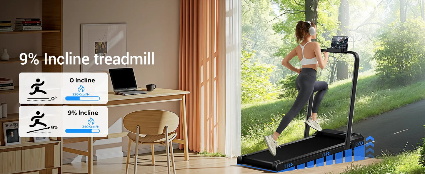 UMAY Walking Pad Treadmill: Incline, Under-Desk, Diamond Belt, Lightweight, Home/Office LED Display
