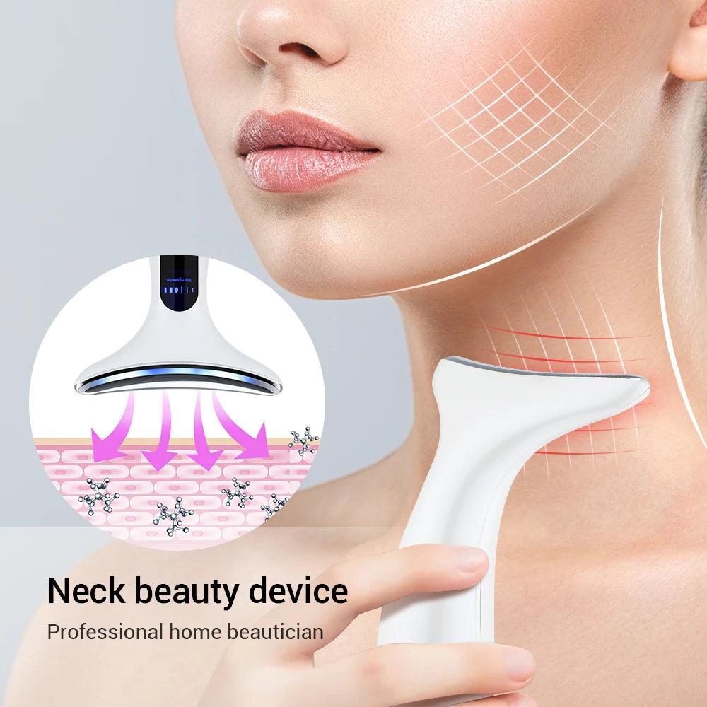 Neck Beauty Device EMS Microcurrent Facial Lifting LED Firming Rejuvenation Anti Wrinkle Skin Care Face Massager