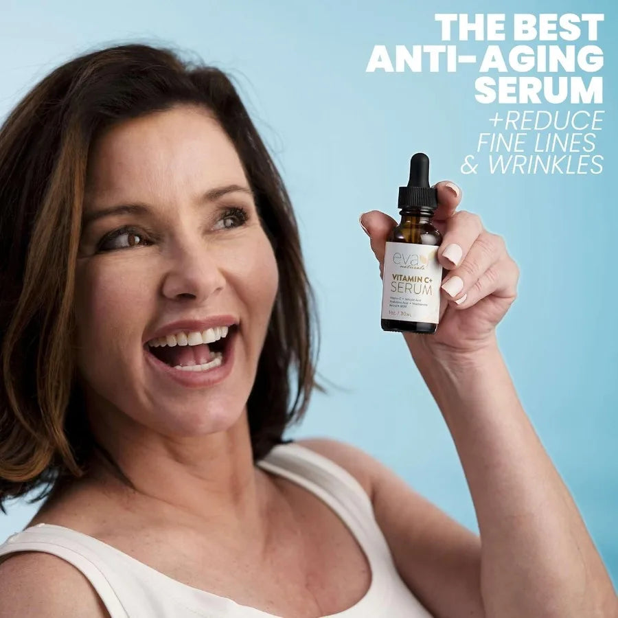 Eva Naturals Vitamin C Face Serum With Hyaluronic Acid Anti Aging Serum Reduce Dark Spots Acne Wrinkles Retil Niacinamide Salic