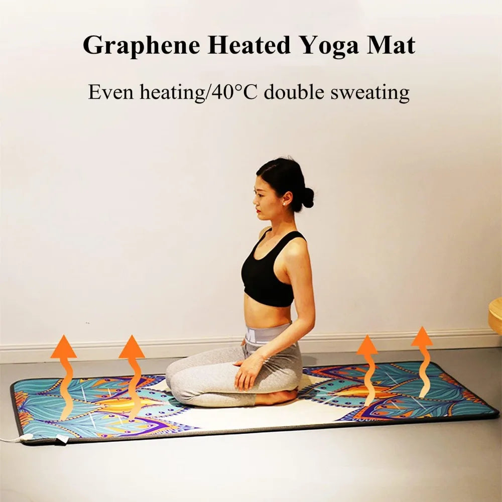 Portable Heated Yoga Mat, Adjustable Temperature Heated Floor Mat, Non-Slip Electric Heating Pad Ideal for Yoga, Hot Yoga, Pilat