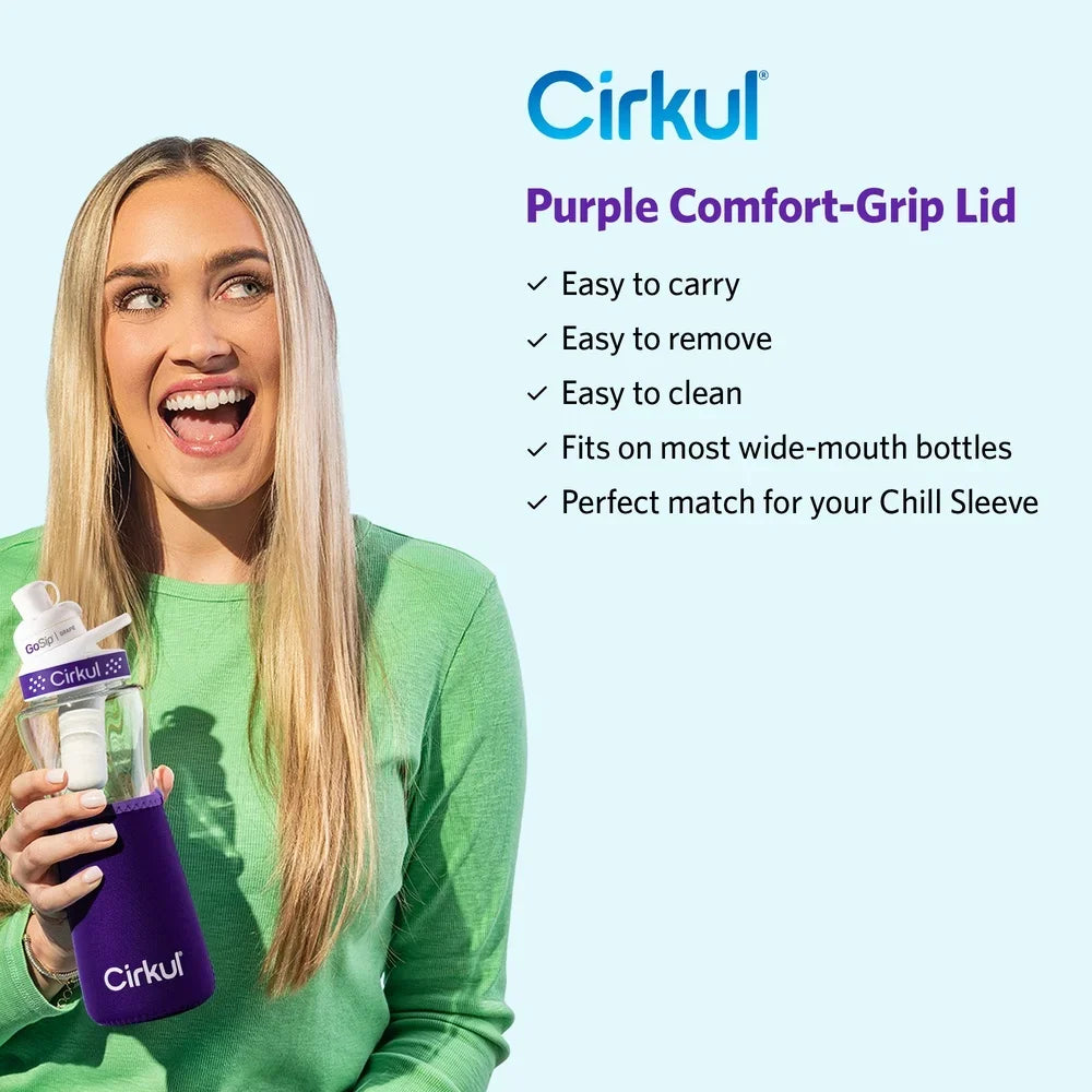 Insulated Chill Sleeve Comfort Grip Lid Set 22oz Water Bottle Compatible with Wide-Mouth Bottles