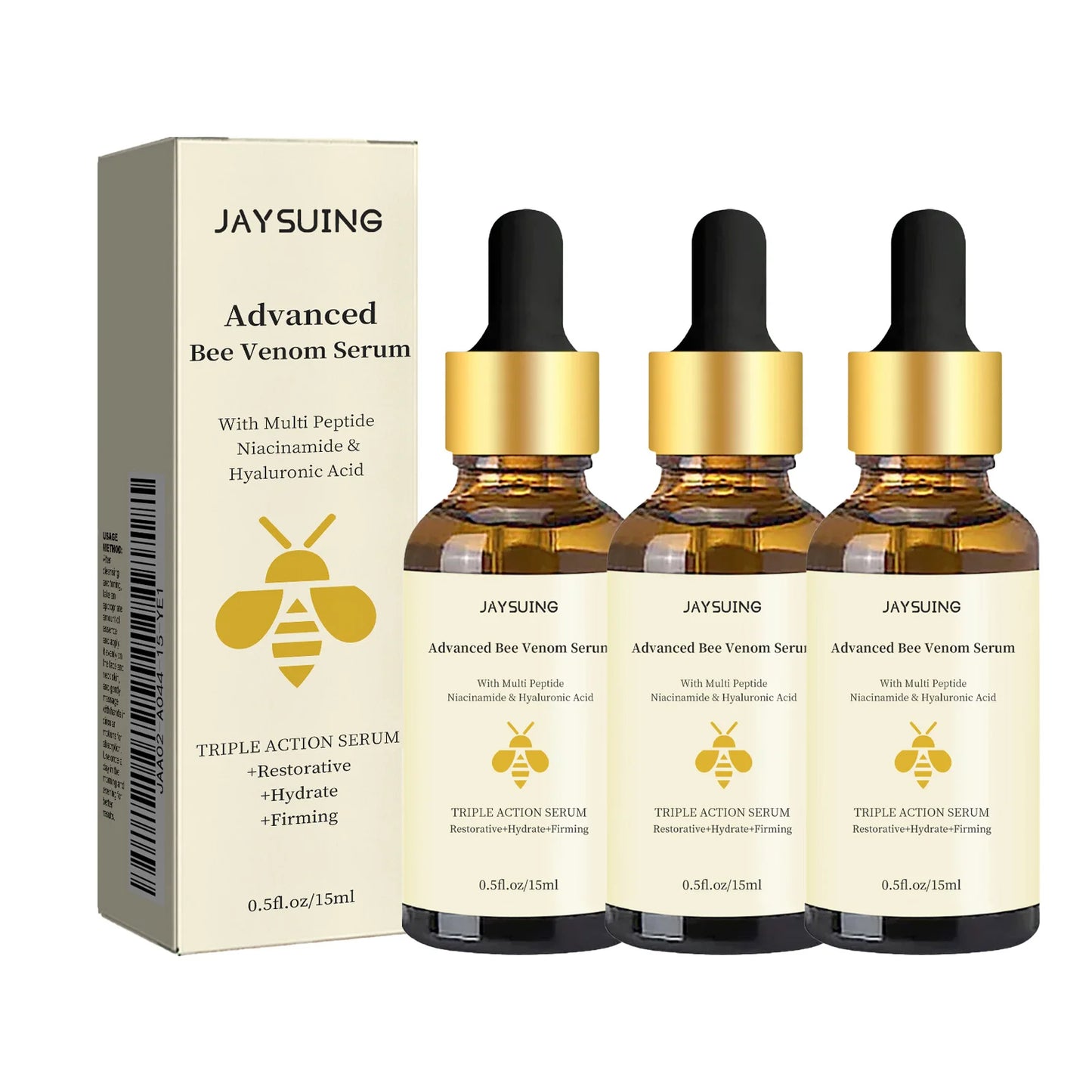 1/2/3pcs Bee Venom Facial Serum Face Essence Wrinkle Reduction Skin Tightening Natural Collagen Booster Hyaluronic Acid Essence