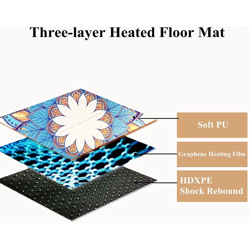 Portable Heated Yoga Mat, Adjustable Temperature Heated Floor Mat, Non-Slip Electric Heating Pad Ideal for Yoga, Hot Yoga, Pilat