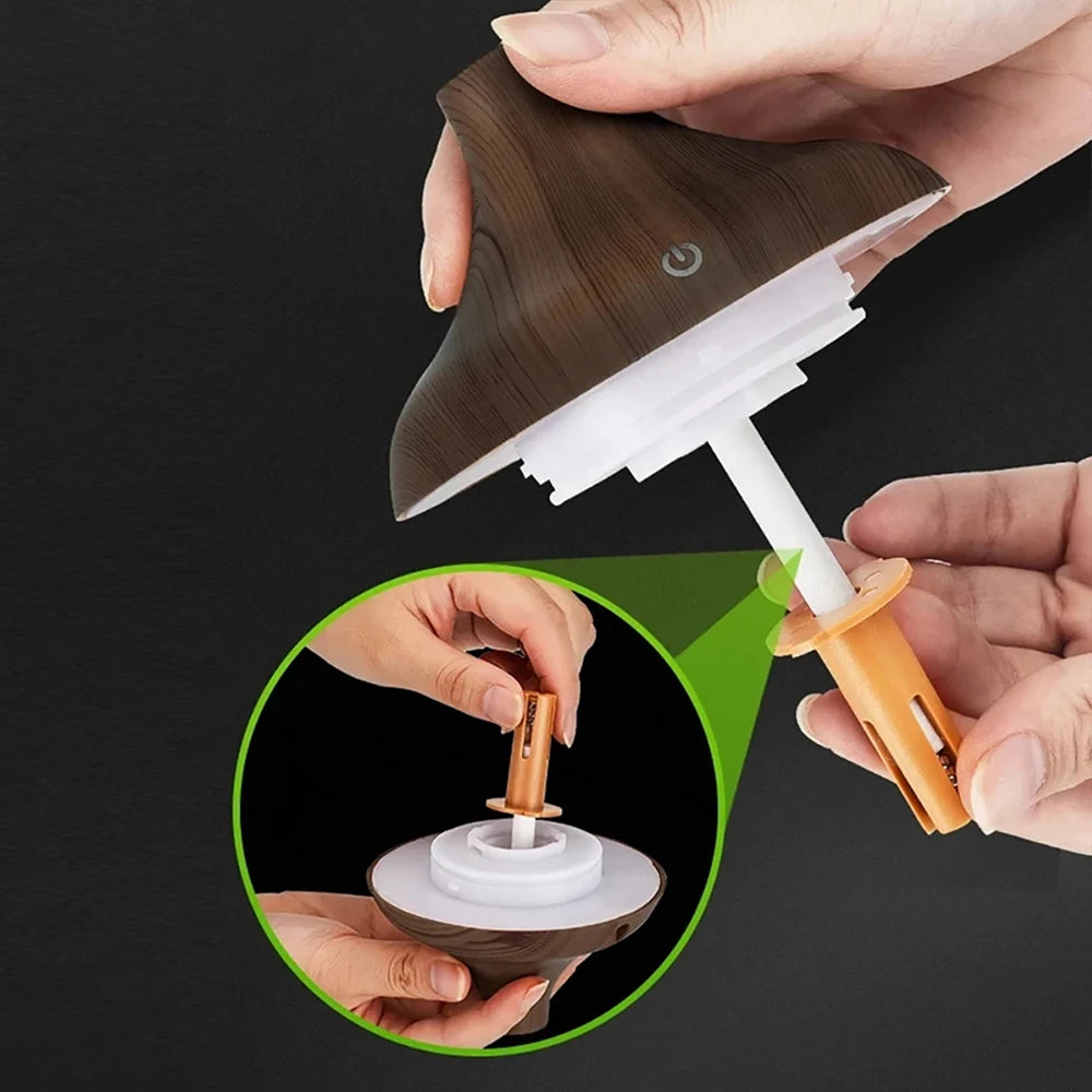 Diffuser For Home Wood Grain USB Humidifier 300ml Aroma Diffuser for Home - Quiet Desktop Hydrating Machine with 2 Essential Oil