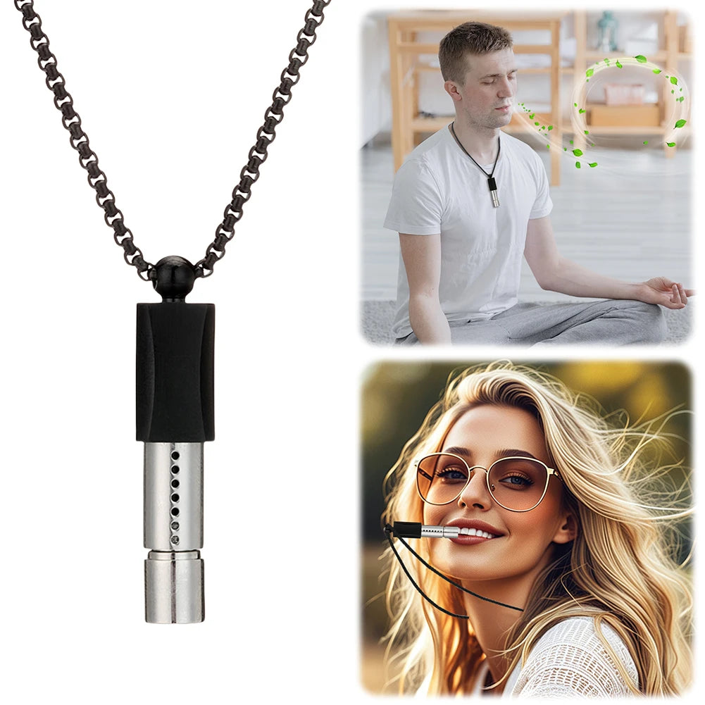Breathing Resistance Whistle Necklace Cotton Core Meditation Whistle Necklace Meditation Jewelry for Anxiety & Stress Relief