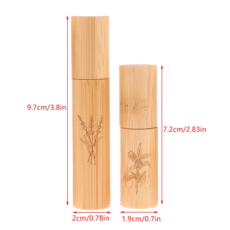 5/10ml Flower Pattern Wood Perfume Atomizer Portable Liquid Cosmetics Container Traveling Empty Refillable Spray Bamboo Bottle