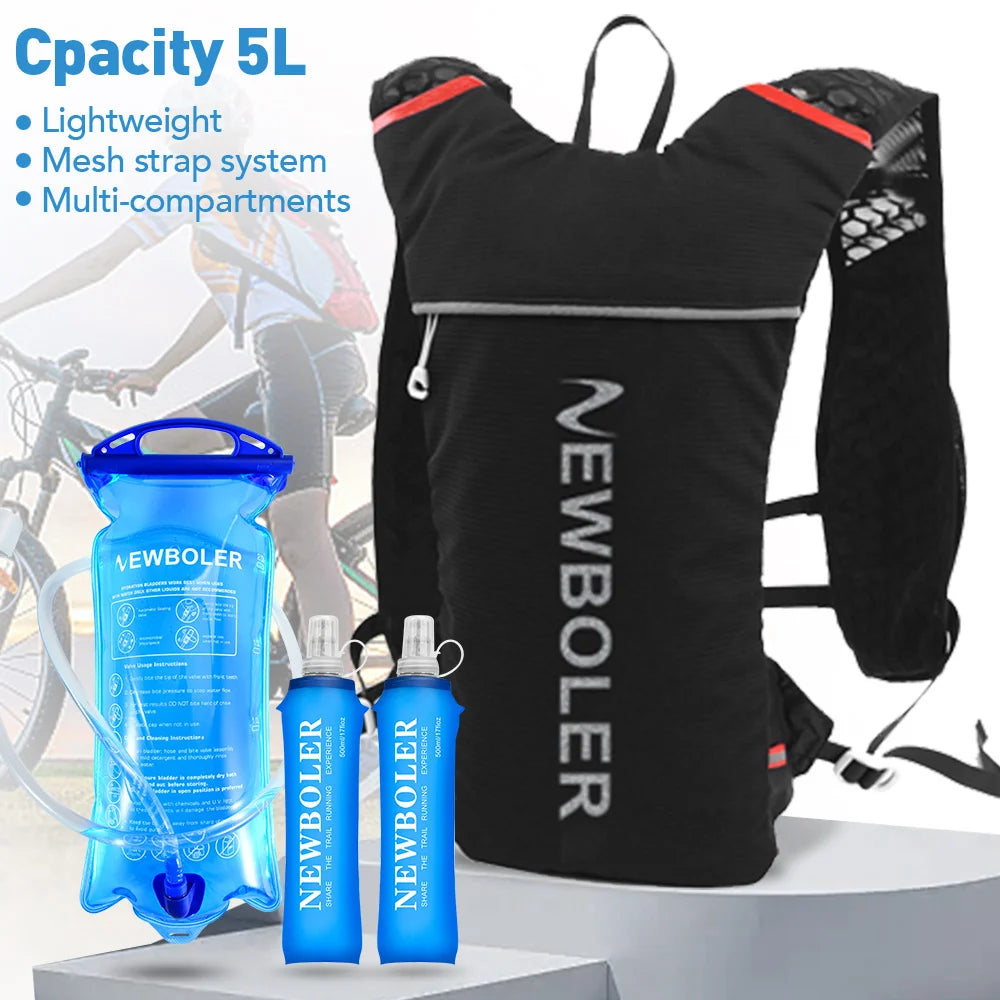 5L Ultra Lightweight Running Backpack Running Trail Hydration Vest Pack Marathon Running Bike Rucksack bag 500ml 2L Soft Flask