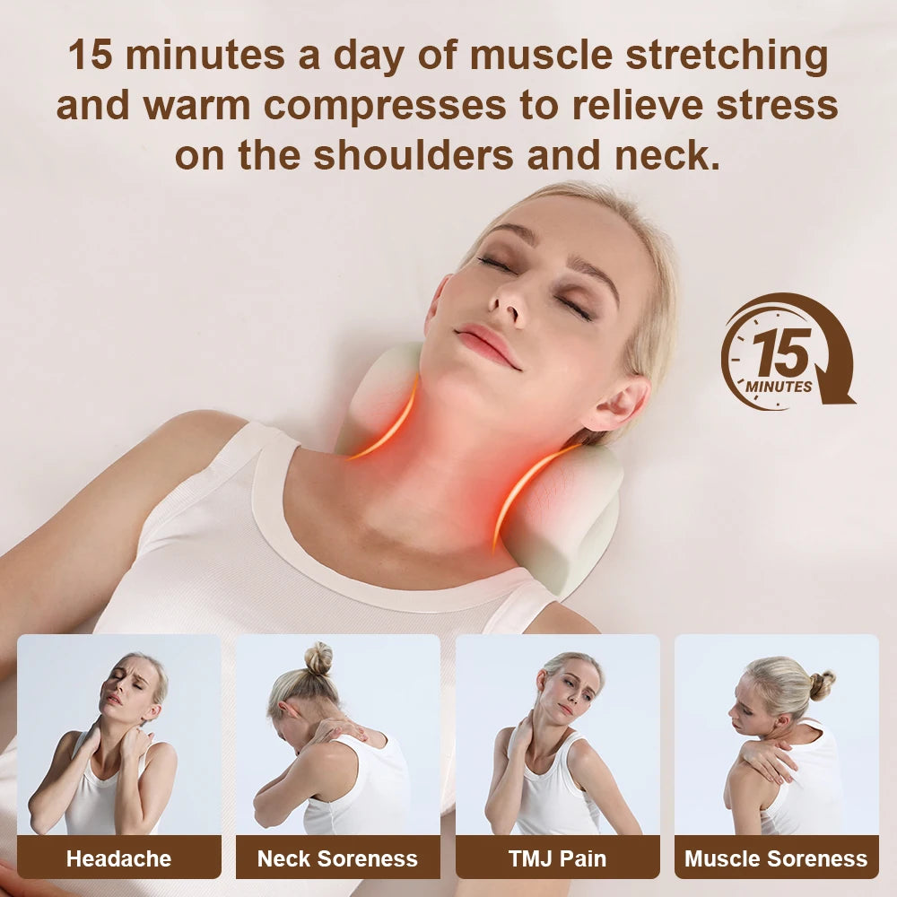 5900S Electric Neck Massager Pillow for Neck Cervical Shoulder Massage Relax Neck Chiropractic Traction Spine Stretch Correction