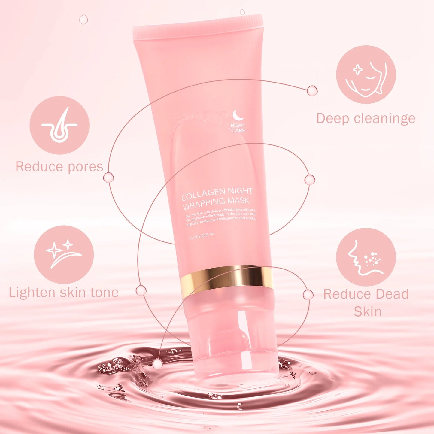 Collagen Night Wrapping Mask Collagen Night Wrapping Mask Elasticity Hydration Care Overnight Peel Off Facial Mask 75ml