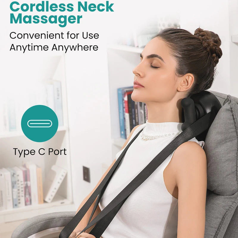 Nekteck Cordless Neck Massager, Shiatsu Neck and Shoulder Massager with Heat, Shoulder Massage, Electric Deep Tissue 6D Kneading