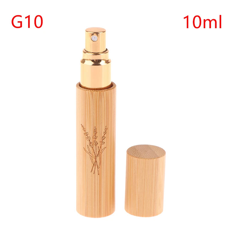 5/10ml Flower Pattern Wood Perfume Atomizer Portable Liquid Cosmetics Container Traveling Empty Refillable Spray Bamboo Bottle