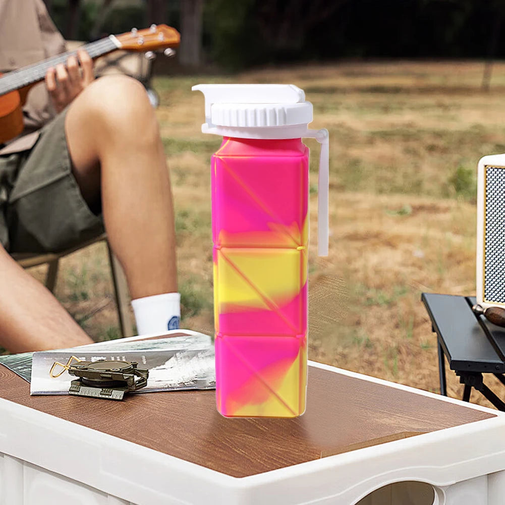 620ml Collapsible Water Bottle Foldable Water Bottle Leak-Proof Sports Water Jug BPA Free with Straw for Camping Hiking Running