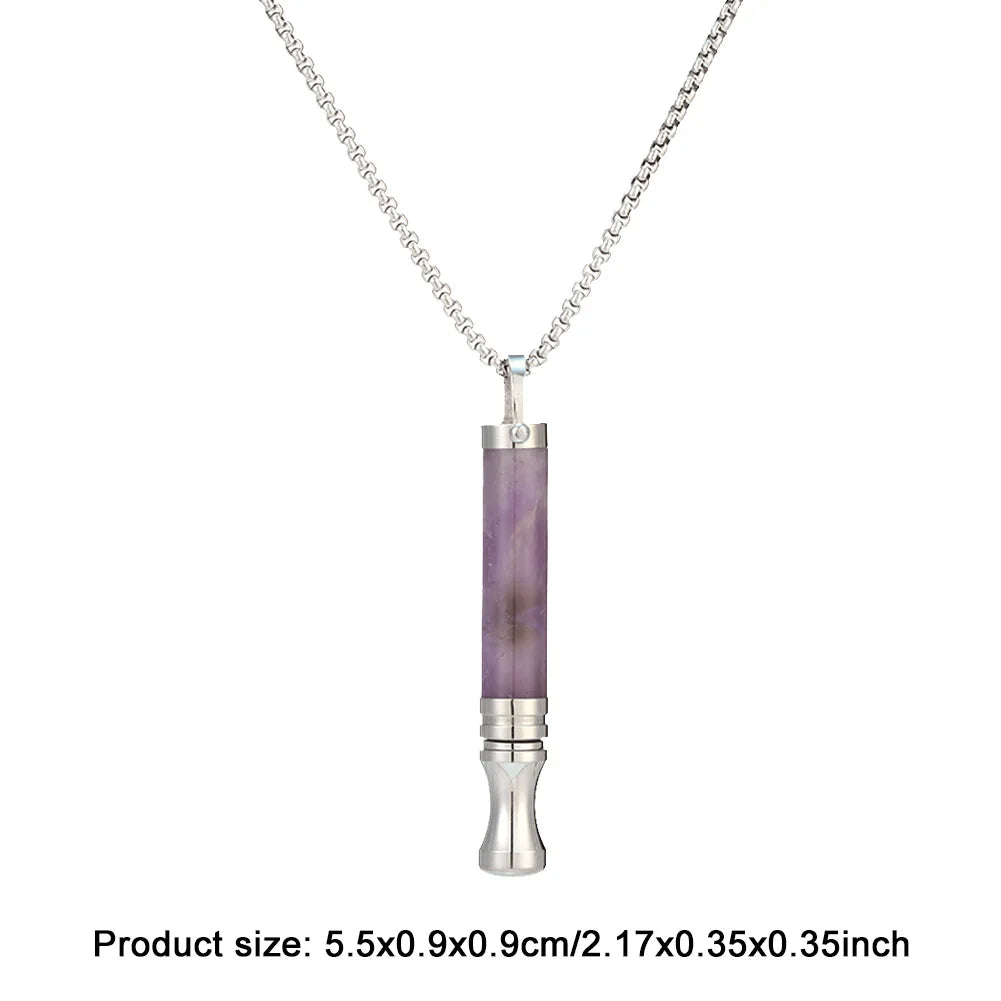Anti-Smoking Assistance Necklace Stress Anxiety Necklace Mindfulness Breathing Tool Natural Calming Relief Energy Stone Necklace