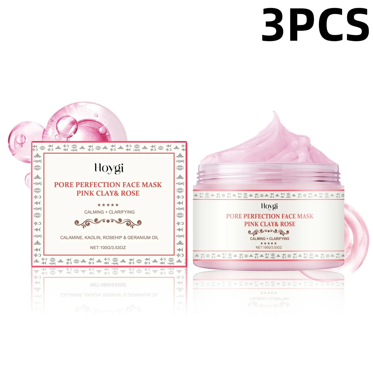 Pink Rose Clay Apply Facial Mask Clean pores & Hydrating Moisturizing Facial Treatment Radiance Boosting Skincare for All Skin