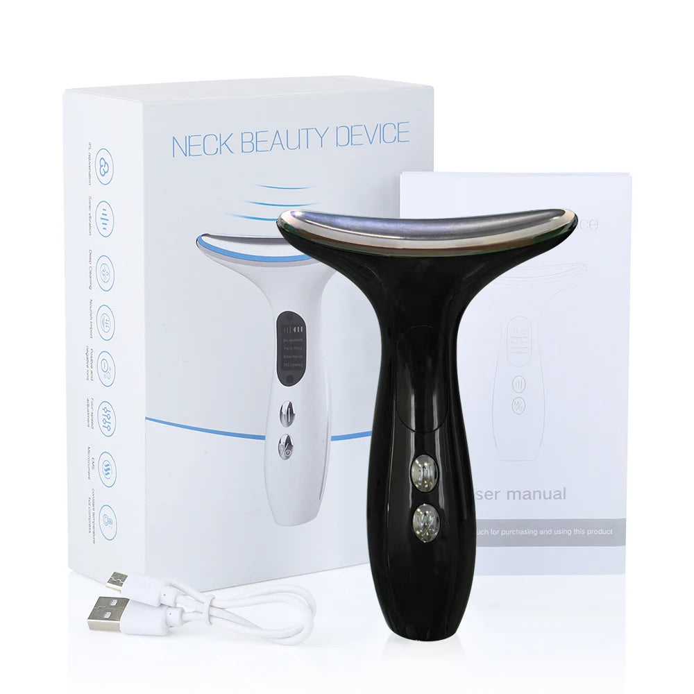 Neck Beauty Device EMS Microcurrent Facial Lifting LED Firming Rejuvenation Anti Wrinkle Skin Care Face Massager