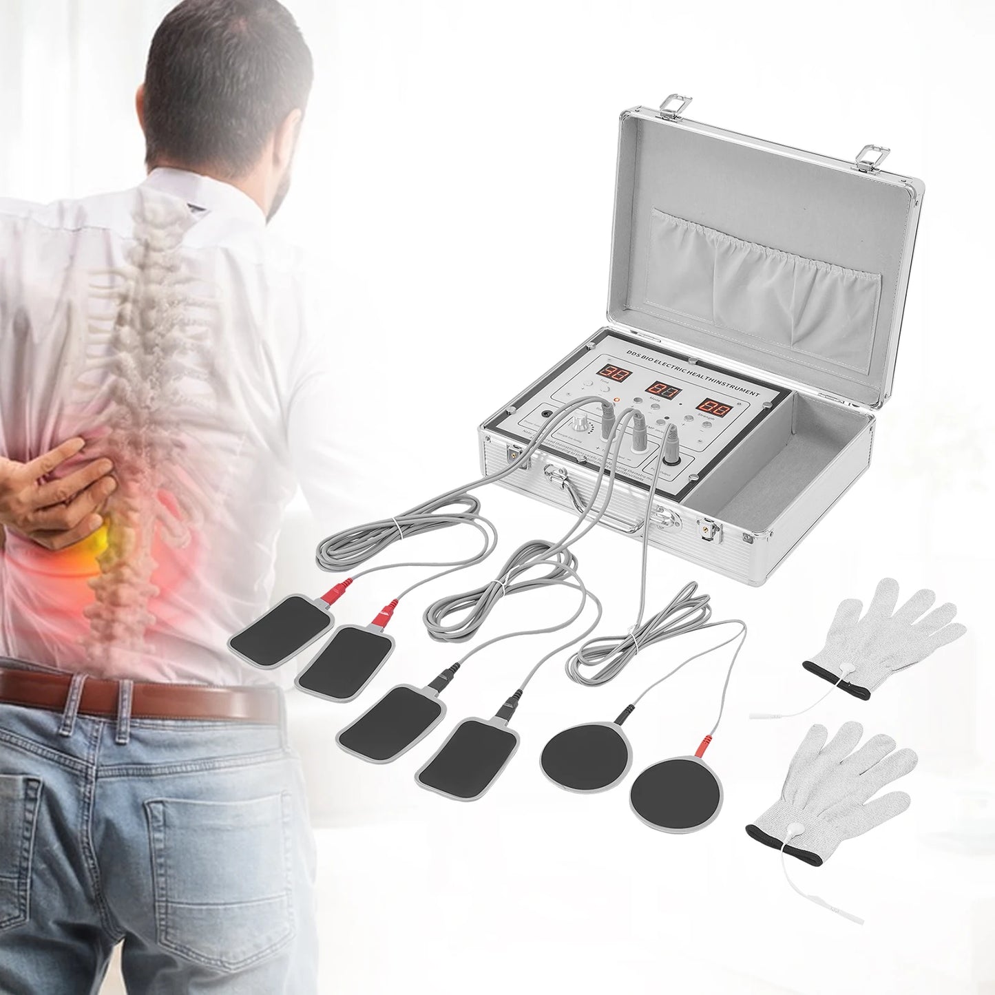 10 Modes Electric Muscle Stimulator, 99 Levels TENS Physiotherapy Pulse Body Massager, Body Meridian Conditioning Massager