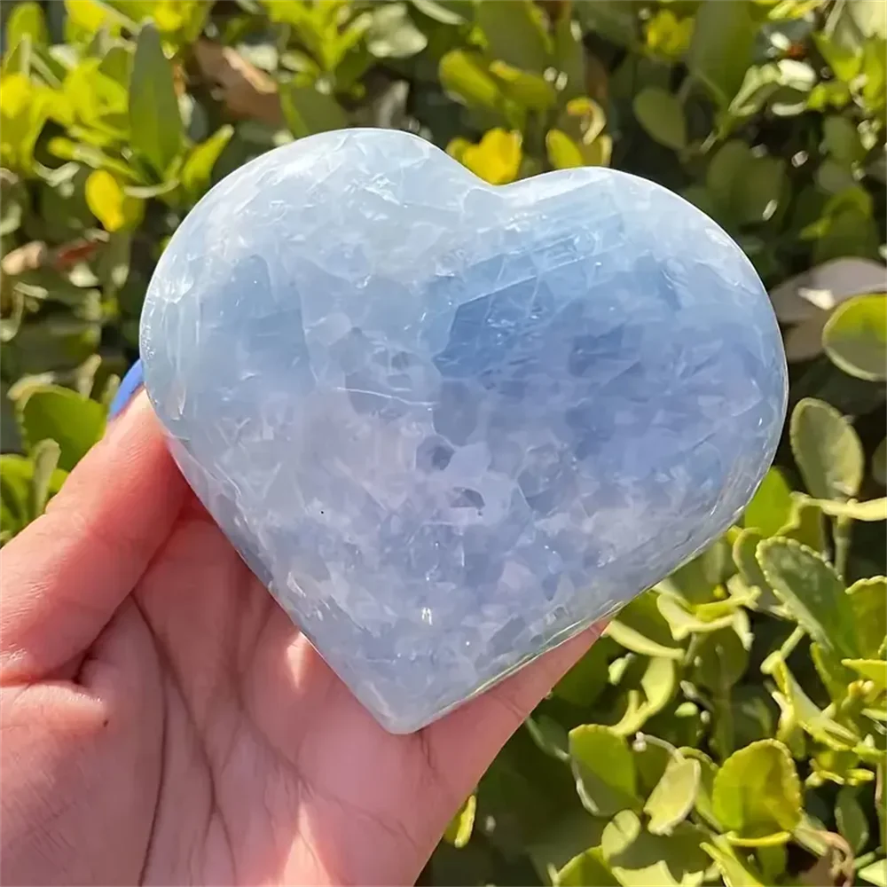 1pc Natural Stunning Celestite Heart Crystal- Love Carved Palm Stone, Thumb Polished Pocket Gemstone,