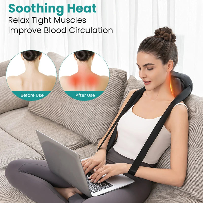 Nekteck Cordless Neck Massager, Shiatsu Neck and Shoulder Massager with Heat, Shoulder Massage, Electric Deep Tissue 6D Kneading
